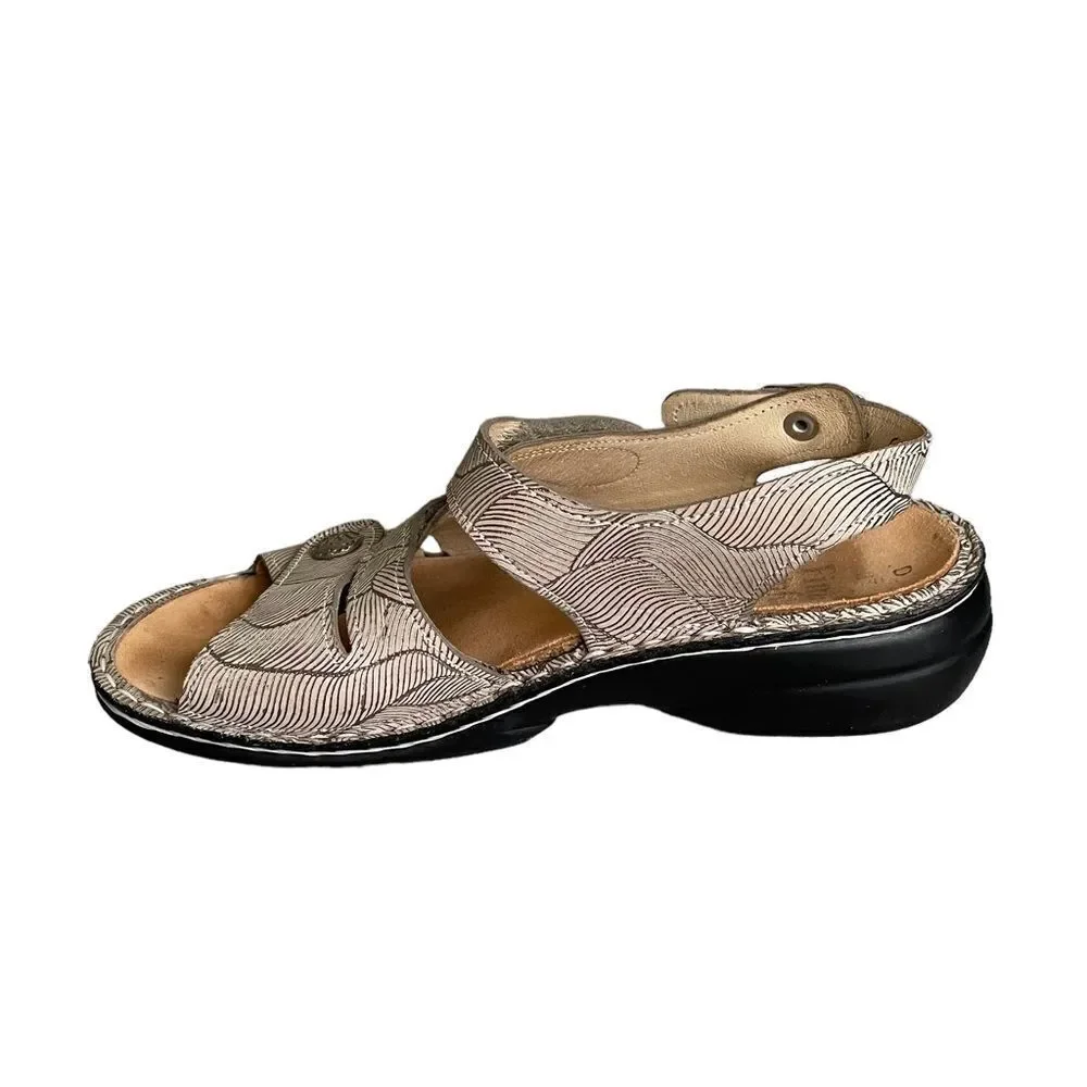 FINN COMFORT Gomera Leather Velcro Strap Sandals Tan Sand 37